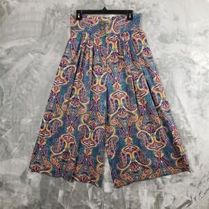 Anna G Women's High-Rise Wide-Leg Paisley Pants USA Made Size 13/14